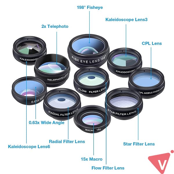 Filter, linser og objektiv til mobil